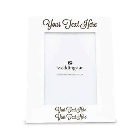 WEDDINGSTAR Customizable Wooden 5" x 7" Picture Frame White - Custom Script Text WEDDINGSTAR