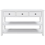 Mid-Century Console Table Modern Solid Wood Frame Sofa Table with 2 Tier Open Shelves and 3 Top Storage Drawers Entryway Table for Living Room Hallway Foyer, Easy Assembly Knocbel