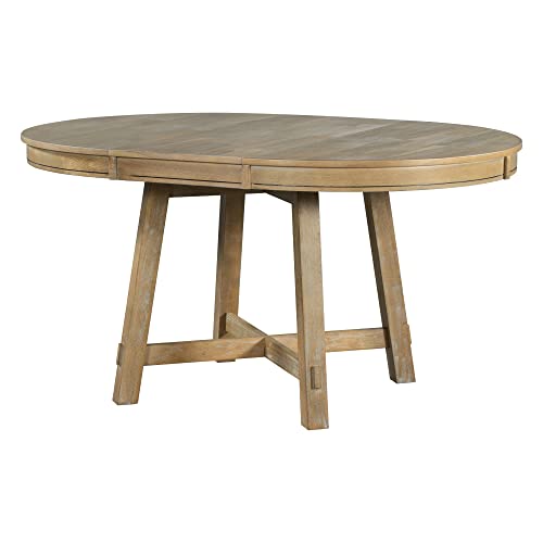 Ball & Cast Farmhouse Extendable Dining Table for 4-6, 42"-58" Extendable Kitchen-Table with a 16" Leaf, Round Ellipse Retro Wood Dining Room-Table w/Removable Leaves,Space Saving, Natural Ball & Cast