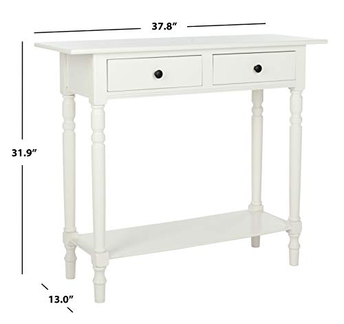 SAFAVIEH Home Collection – Rosemary Distressed Cream Console Table with Drawers & Shelf, Classic Contemporary Storage Console, Turned Leg Design (AMH5705C) SAFAVIEH