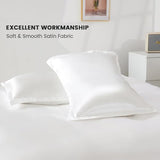 HOdo Home Satin Duvet Cover Queen Size, 3PCS Silk Like Comforter Cover, Ultra Soft and Breathable Bedding Set with Zipper Closure & Corner Ties（White） HOdo Home
