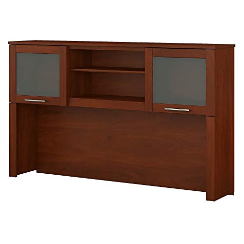 Bush Furniture Somerset 60W Desk Hutch with Shelves and Cabinets in Hansen Cherry Bush Business Furniture