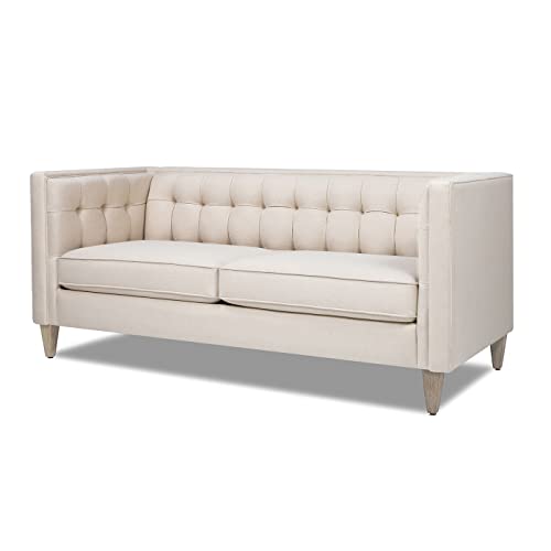 Jennifer Taylor Home James 74" Modern Tuxedo Sofa, Sky Neutral Beige Polyester Jennifer Taylor Home
