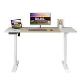bilbil Height Adjustable Electric Standing Desk, 55 x 24 Inches Sit Stand up for Work Office Home, Ergonomic Rising Computer Table with Memory Preset with Splice Desktop (Oak, White) bilbil