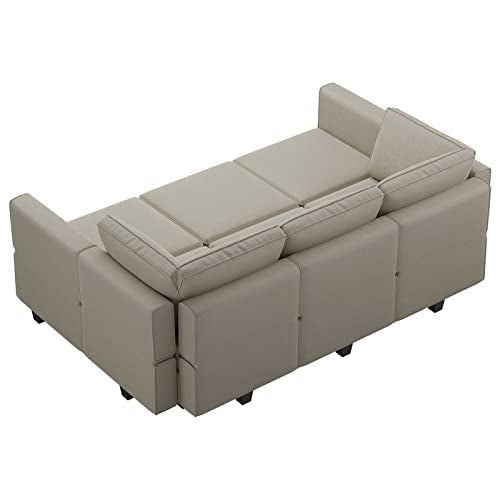 Belffin Modular Velvet Sectional Sofa with Chaise Lounge Sectional Sleeper Sofa with Storage Chaise Sofa Bed Couch for Living Room Grey