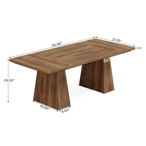 Tribesigns 63-Inch Executive Desk, Large Office Computer Desk with Double Pedestal, Modern Simple Workstations Writing Table Conference Table Business Furniture for Home Office, Light Brown Tribesigns