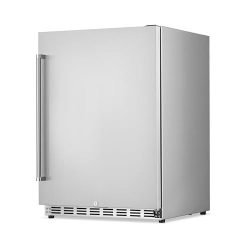 NewAir 24" Outdoor Beverage Refrigerator | 5.3 Cubic Feet Storage| Weatherproof Stainless Steel Fridge | Built-In or Freestanding Outdoor Patio Fridge For Beer, Wine, Food NCR053SS00 NewAir
