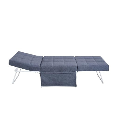 Cozy Gray Folding Ottoman Bed with Adjustable Backrest - Chic Futon Couch That Converts to Sofa Bed for Apartments and Compact Living Areas! QUAOPEFURN