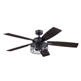 Honeywell Ceiling Fans Carnegie Industrial 52 Inch Ceiling Fan with Light, Remote Control Fan, LED Indoor Fan with 5 Blades, Gray Pine and Brown Chestnut Blade Finish Options, Matte Black (50614-01) Honeywell