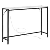 VEVOR Marble Console Table, Modern Narrow Long Console Table with Power Outlet, Thin Sofa Side Table with Iron Tubes, Anti-Tip Device and Triangular Support for Living Room, Hallway, Entryway, Foyer VEVOR