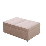 UOCFYK Convertible Ottoman Sofa with Storage, Modern Sackcloth Futon Couch with 2 Pillows Adjustable Backrest, Recliner Folding Loveseat for Living Room, Apartment Dorm, Office,Pink UOCFYK