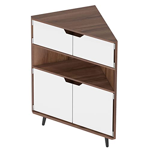 SogesHome Wood Corner Cabinet Wall Corner Storage Cabinet, Storage Display Table Stand Cabinet, with Doors and Open Shelf, for Small Places, Living - WoodArtSupply