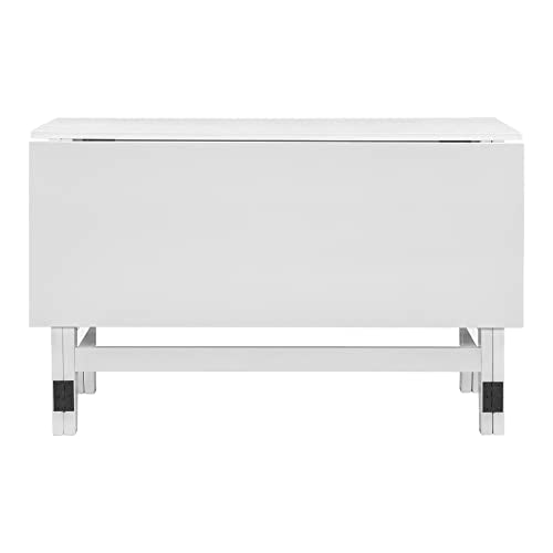GDFStudio Marford 47" Extendable Dining Table, Modern Rectangular Kitchen Dinner Table for 4 with Drop Leaf, Wooden Dining Furniture for Kitchen Office Conference Room, Console Dining Table, White GDFStudio