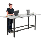 Global Industrial Standing Height Table with 12 AC Power Outlets, 96" L x 36" W x 42" H, Gray Laminate Top, Black Steel Frame, Standing Rectangular Bar Table Global Industrial