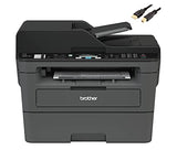 Brother MFC L26 Series All-in-One Laser Monochrome Printer, Print, Copy, Scan, Fax - 26 ppm, 2400 x 600 dpi, 250 Sheets, Wireless, Mobile Printing, Auto 2-Sided Printing, with MTC Printer Cable Brother