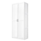 Manhtattan Comfort Hopkins Modern Freestanding Storage Closet with 7 Spacious Shelves and Soft Close Doors, Multipurpose Wardrobe Cabinet for Bedroom, 72" High, Large, White Manhattan Comfort