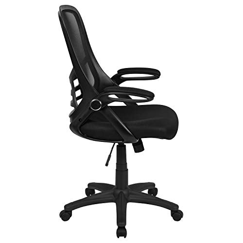 Flash Furniture Porter High Back Black Mesh Ergonomic Swivel Office Chair with Black Frame and Flip-up Arms Flash Furniture