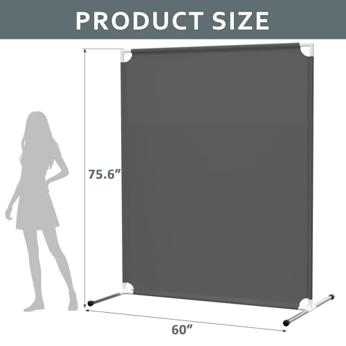 Room Divider for Privacy Protection - Single Panel Privacy Screen for Room Separation, 75.6" x 60" Portable Room Partition for Bedroom Office Dorm, Freestanding Divider Easy to Install ，Grey VANSYNOX