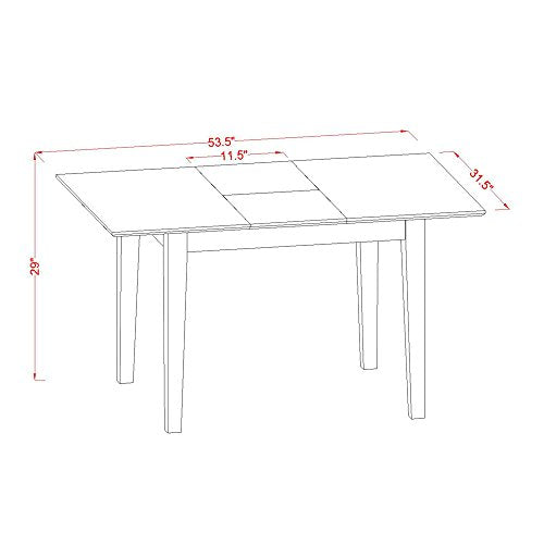 East West Furniture Norfolk 5 Piece Modern Set Includes a Rectangle Wooden Table with Butterfly Leaf and 4 Dining Room Chairs, 32x54 Inch, Linen White - WoodArtSupply