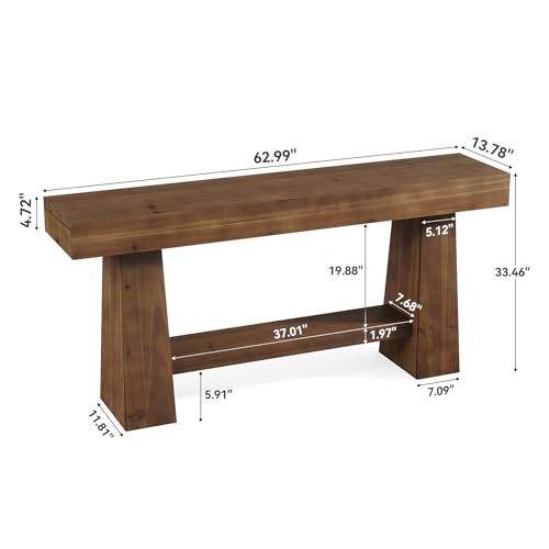 TRIBEWOOD Solid Wood Console Table, 63-Inch EntrywayTable with Storage, Long Wooden Sofa Table Behind Couch for Entryway, Hallway, Foyer, Living Room TRIBEWOOD