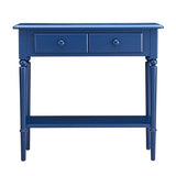 Leick Home Coastal Console Table, Solid Wood, 2 Storage Drawers, Bottom Display Shelf, Narrow Depth, Easy-Assembly, for Living Room/Hallway, Navy Blue, 30.0 in. W x 11.0 in. D x 28.0 in. H, 20027-NV Leick Home