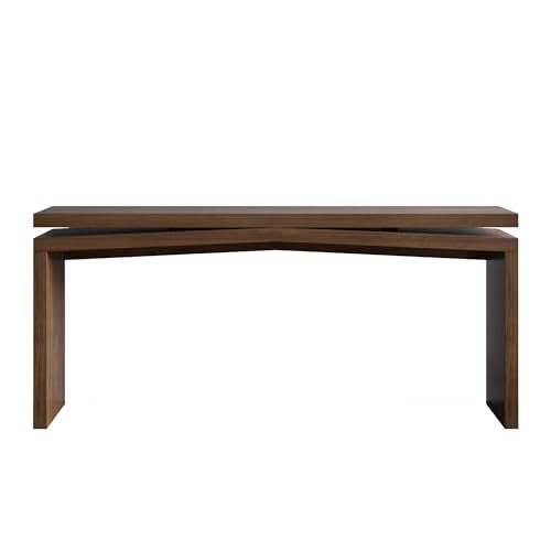 HZSSDTKJ 65-Inch Rustic Solid Wood Veneer Long Console Table, Farmhouse Entryway Sofa Side Table for Living Room, Hallway, Behind Couch and Apartment, Easy Assembly (Antique Rustic Brown-04) HZSSDTKJ