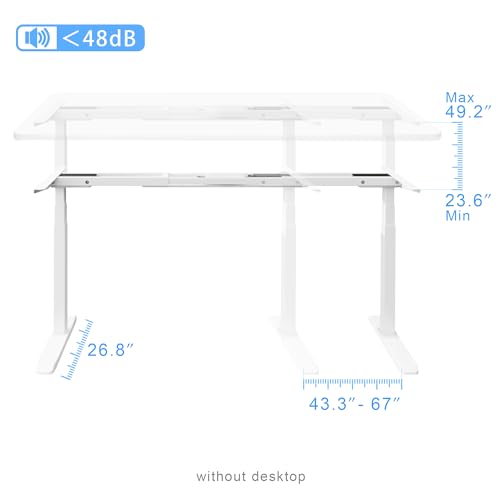 Fromann Dual Motor Standing Desk Frame 3 Stage Legs Electric Heavy Duty Sit Stand up Height Adjustable Desk Base for Home and Office Fromann