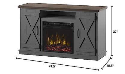 Twin Star Home Cottonwood Stand for TVs up to 55" Electric Fireplace, Antique Gray