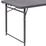 Flash Furniture Mills 4-Foot Height Adjustable Bi-Fold Dark Gray Plastic Folding Table with Carrying Handle Flash Furniture
