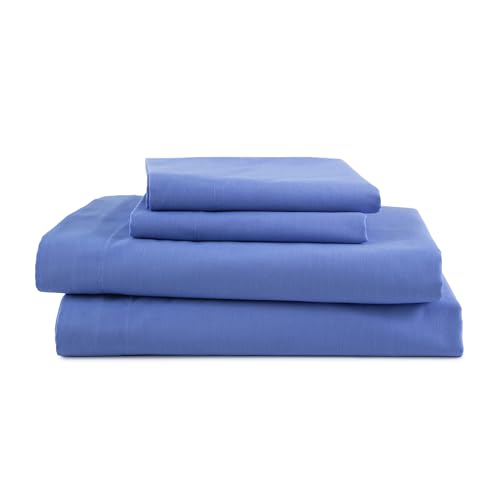 3 Piece Twin Sheets Set | Twin Bed Sheets Set – Light Weight, Soft Breathable Sheets | Brushed Cotton Rich Blend | Secure-Fit, Wrinkle Resistant, Durable, Easy Care Bed Sheets | Comfy Sheets | Blue Martex