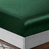 TREELY 4 Piece Satin Sheets Twin Size - Silky Smooth Blackish Green Sheet Set with Deep Pocket, Fitted Sheet, Flat Sheet, 2 Pillowcases TREELY