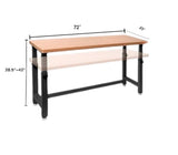 Heavy-Duty Height Adjustable Workbench Table, Maple Wood Top, Steel Frame (Graphite Black, 72" W x 25" D x 28.5”-42” H) WoodArtSupply