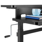 Stand Steady Tranzendesk | 55 Inch Dual Level Standing Desk with Shelf | Easy Crank Height Adjustable Sit to Stand Desk | Stand Up Workstation with Monitor Riser for Home & Office (55in / Black) Stand Steady