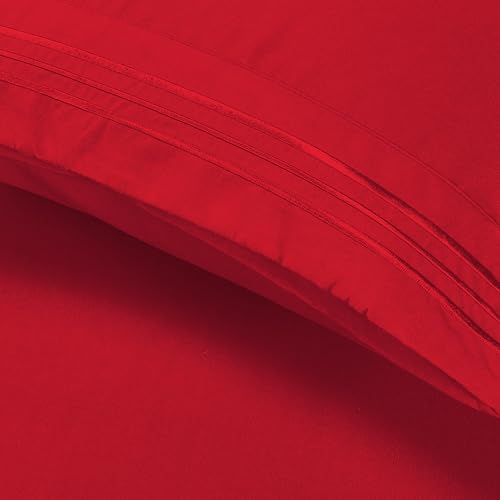 Elegant Comfort Luxury 4-Piece Bed Sheet Set - Luxury Bedding 1500 Premium Hotel Quality Microfiber, Wrinkle Resistant Cool & Breathable, Easy Elastic Fitted, Full, Red Elegant Comfort