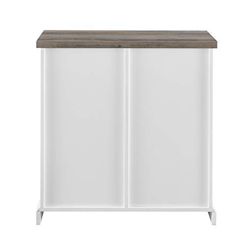 Walker Edison Willa Modern Farmhouse Sliding Single Slat Door Storage Console, 32 Inch, White and Grey Wash Walker Edison