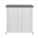 Walker Edison Willa Modern Farmhouse Sliding Single Slat Door Storage Console, 32 Inch, White and Grey Wash Walker Edison