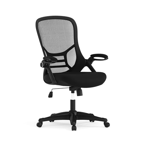 Flash Furniture Porter High Back Black Mesh Ergonomic Swivel Office Chair with Black Frame and Flip-up Arms Flash Furniture