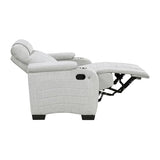 Lexicon Wall Hugger Manual Reclining Chair, Microfiber Manual Recliner with Cup Holders/Hidden Arm Storage/LED Base Lighting, Home Theater Seating for Living Room, Light Gray