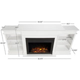 BOWERY HILL 92" W Modern Wood Electric Fireplace TV Stand with Mantel & Remote Control, 6-Feet Power Cord and Hardware, 5 Flame Brightness Levels, for TVs up to 85", in White & Black Finish BOWERY HILL