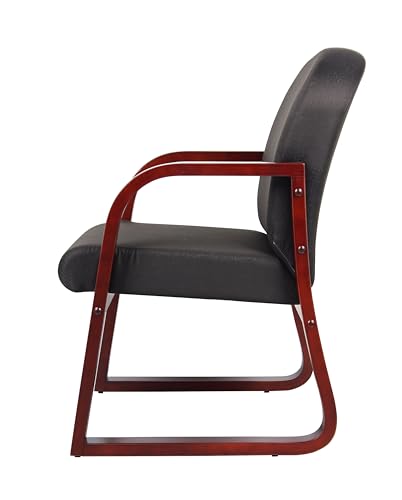 Boss Office Products Mahogany Frame Fabric Side Chair in Black, 250 (B9570-BK) Boss Office Products
