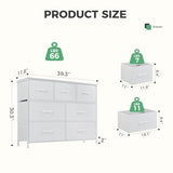 Dresser for Bedroom with 7 Drawers, Anti-Tip Wide Fabric Chests Storage Organizer Tower Furniture, TV Stand for TV up to 45 inch with Wooden Top Metal Frame for Clothes, Living Room, Hallway, Entryway Atilioo
