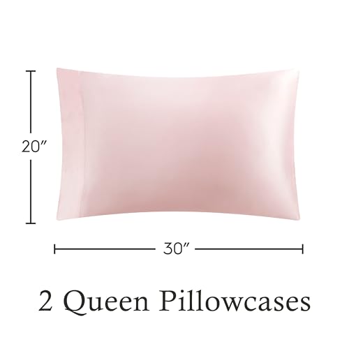 Juliette Leblanc New York Silky Satin Queen Pillowcase Set - Pink Pillow Cover Set - Luxury Satin Bedding 2-Piece Set Juliette LaBlanc