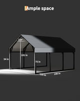 GarveeLife 10x15 ft Metal Carport, Reinforced Frame and Steel Roof for All-Weather Use, Permanent Shelter for Bass Boats, Sedans, and Tractors GarveeLife