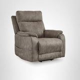 Signature Design by Ashley Crestmeade Modern Dual Motor Power Lift Recliner with Adjustable Backrest, USB Ports, Heat and Massage Function, Light Brown