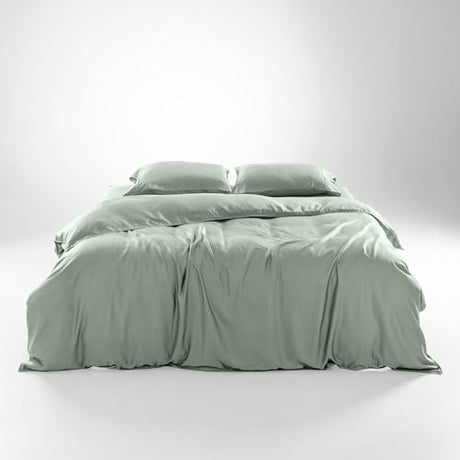 Olive + Crate Tencel Eucalyptus Cooling Duvet Cover Set - Hypoallergenic, Lyocell Tencel Duvet Cover - Soft, Temperature Regulating with Hidden Button Closure & Corner Ties - King Size [Spring Sage] Olive + Crate