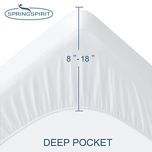 King Size Mattress Cover Protector 100% Waterproof Noiseless Mattress Topper Pad Bed Sheets Fitted up to 18'' Breathable Terry Ultra Soft & Skin-Friendly Mattress Protector King Machine Wash SPRINGSPIRIT