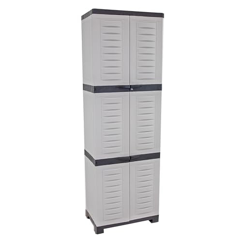 Sunnydaze 72" H Resin Garage Storage Cabinet - Garage Cabinet with Lockable Doors and Adjustable Shelves - Freestanding Utility Storage for Laundry Room, Office, Basement - Gray Sunnydaze Decor