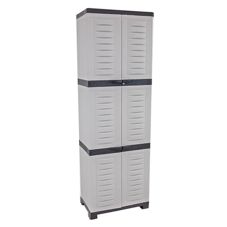 Sunnydaze 72" H Resin Garage Storage Cabinet - Garage Cabinet with Lockable Doors and Adjustable Shelves - Freestanding Utility Storage for Laundry Room, Office, Basement - Gray Sunnydaze Decor