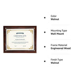 Fine Stationery Walnut Certificate Award Plaque - Slide-In 8.5x11 Certificate or Diploma, Wall Frame Fine Stationery