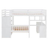 Harper & Bright Designs Full Over Twin Bunk Bed with Stairs, Storage Drawers, Full Size Loft Bed Frame with Desk and Shelves, White Harper & Bright Designs